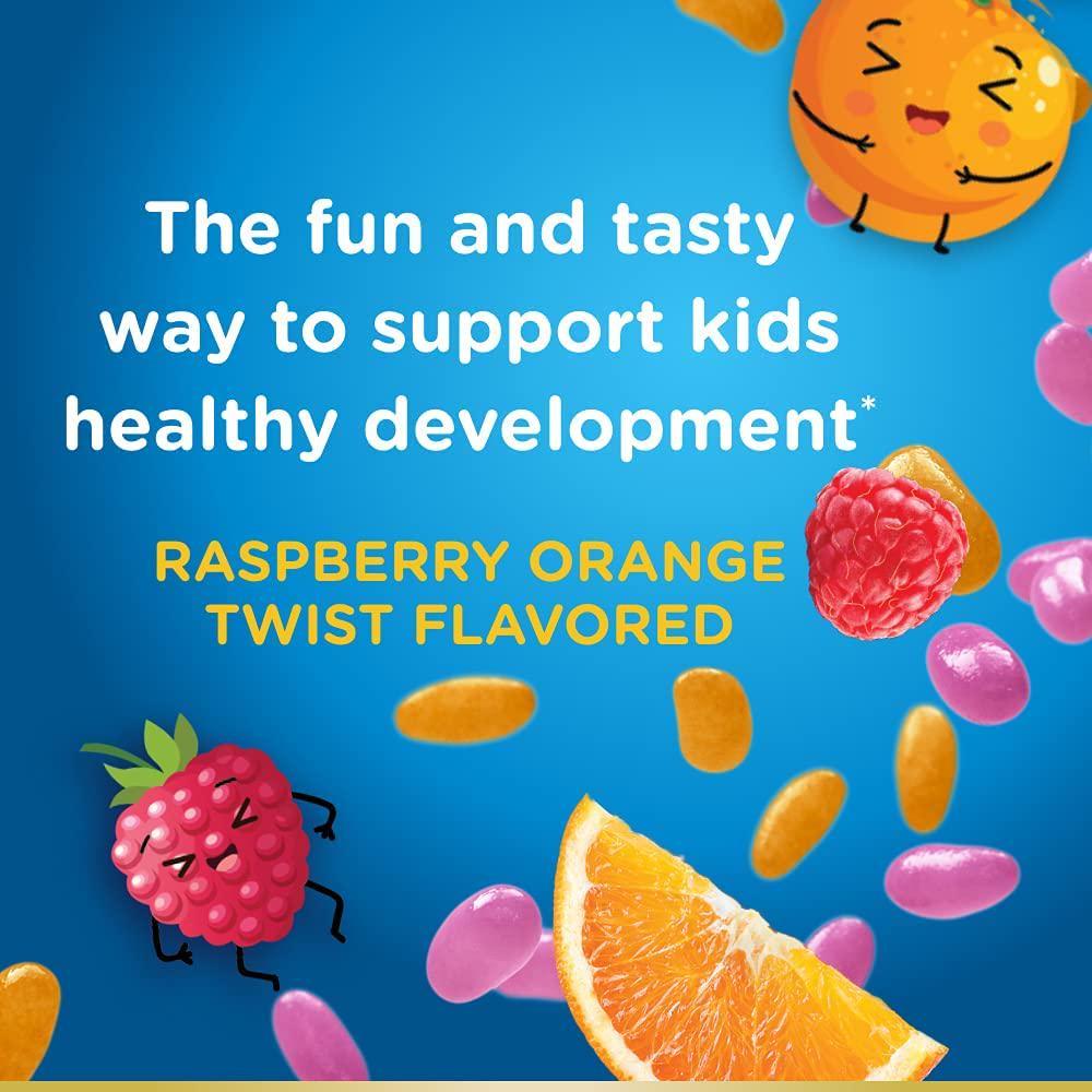 Nature's Bounty Kids Multi Jelly Beans, Supports Healthy Growth and Development, Raspberry Orange Twist Flavor, 120 Ct