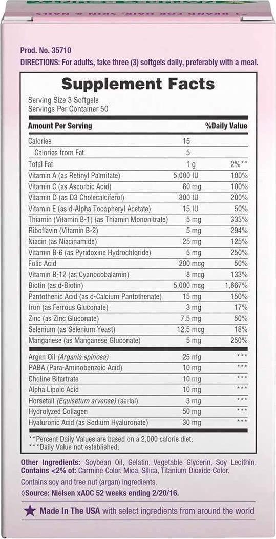 Nature's Bounty Optimal Solutions Hair, Skin and Nails Extra Strength, 150 Softgels