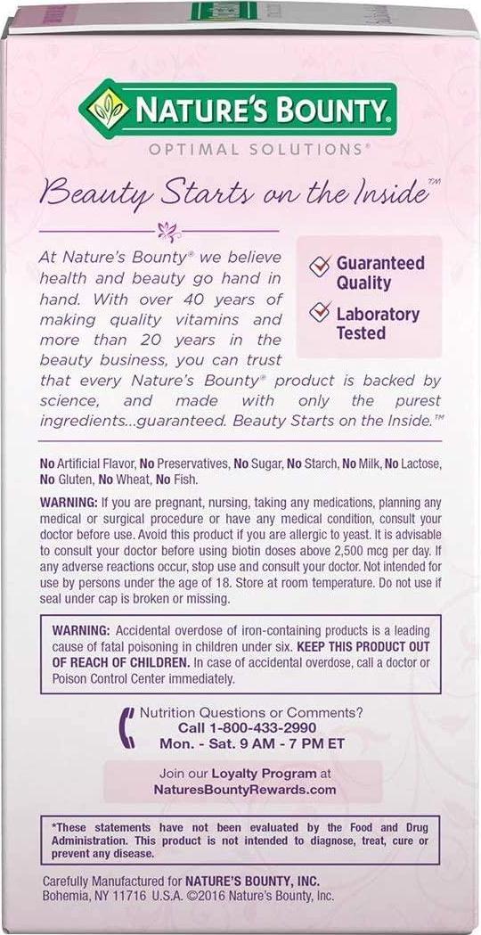 Nature's Bounty Optimal Solutions Hair, Skin and Nails Extra Strength, 150 Softgels