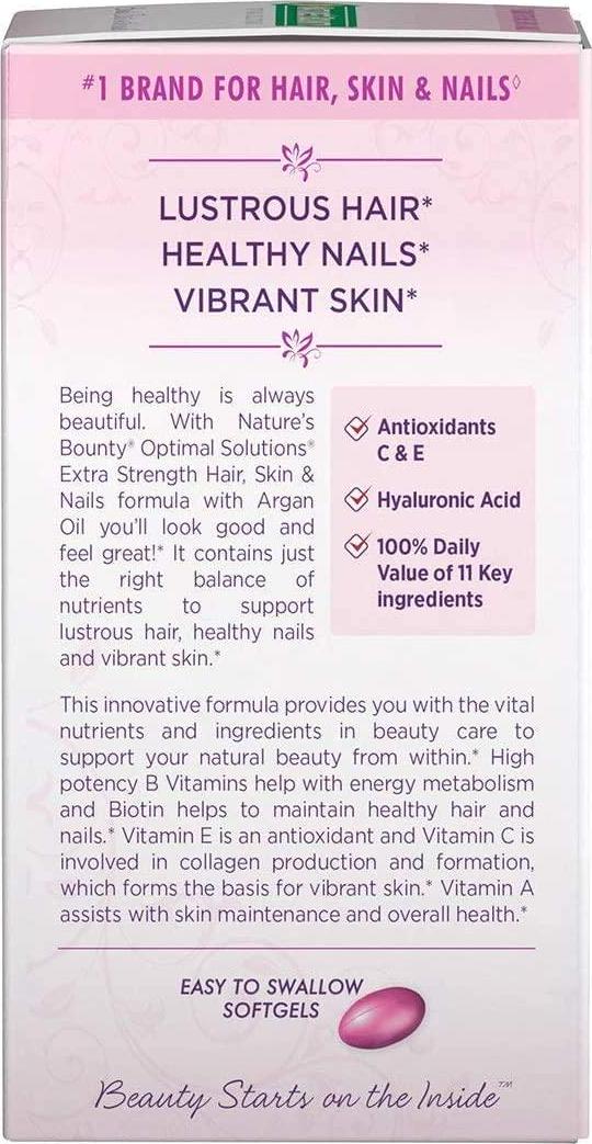 Nature's Bounty Optimal Solutions Hair, Skin and Nails Extra Strength, 150 Softgels