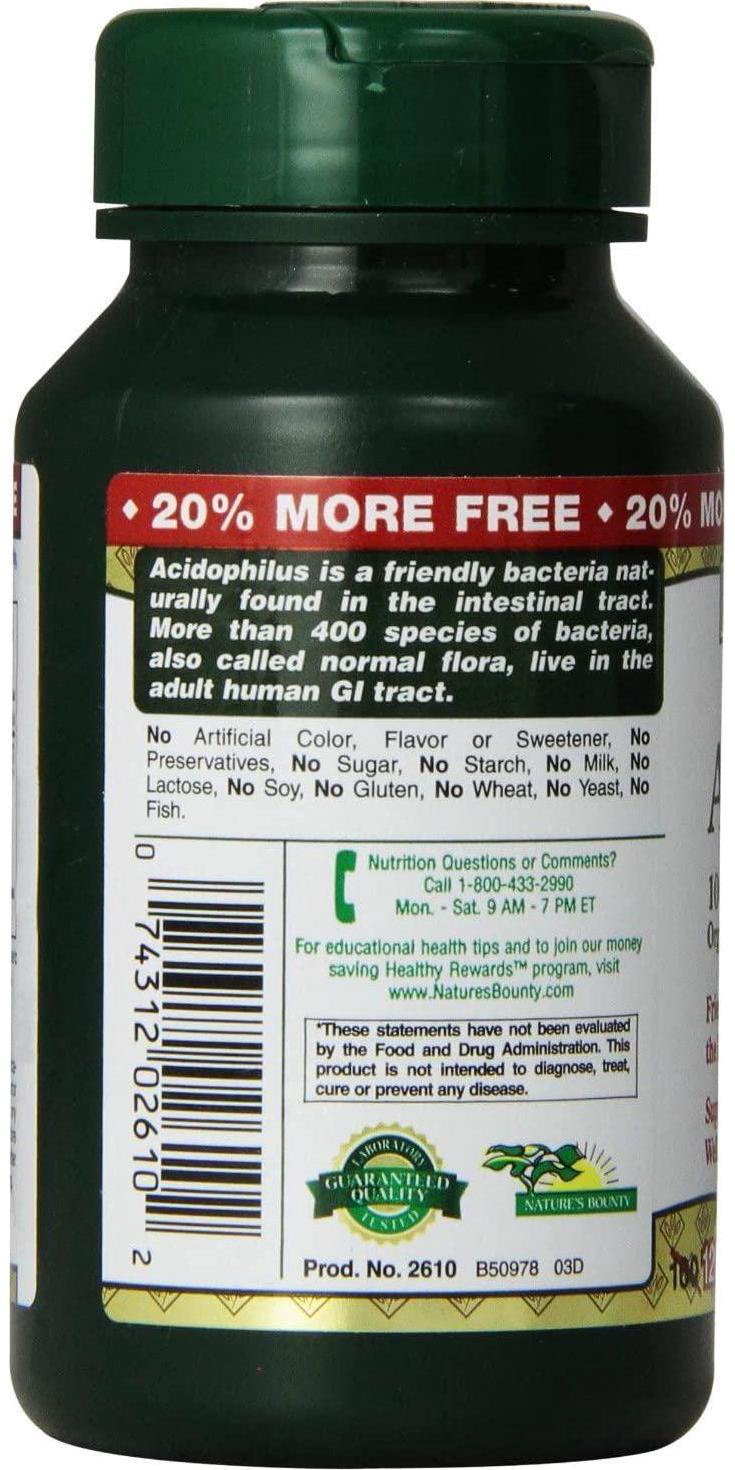 Nature's Bounty Probiotic Acidophilus 240 Tablets (2 X 120 Count Bottles)