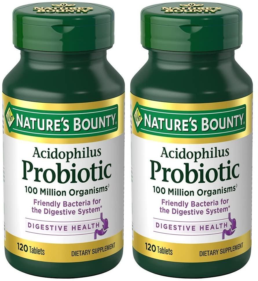 Nature's Bounty Probiotic Acidophilus 240 Tablets (2 X 120 Count Bottles)