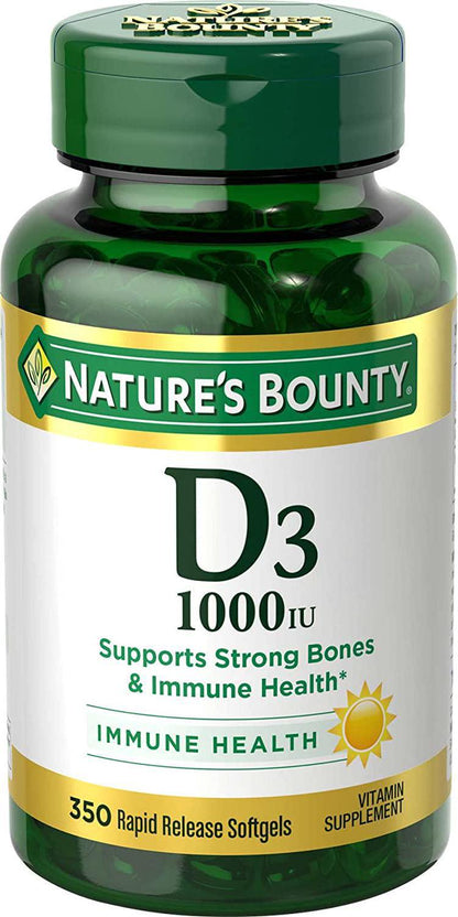 Nature's Bounty Vitamin D3 1000 IU Softgels, 350 Softgels