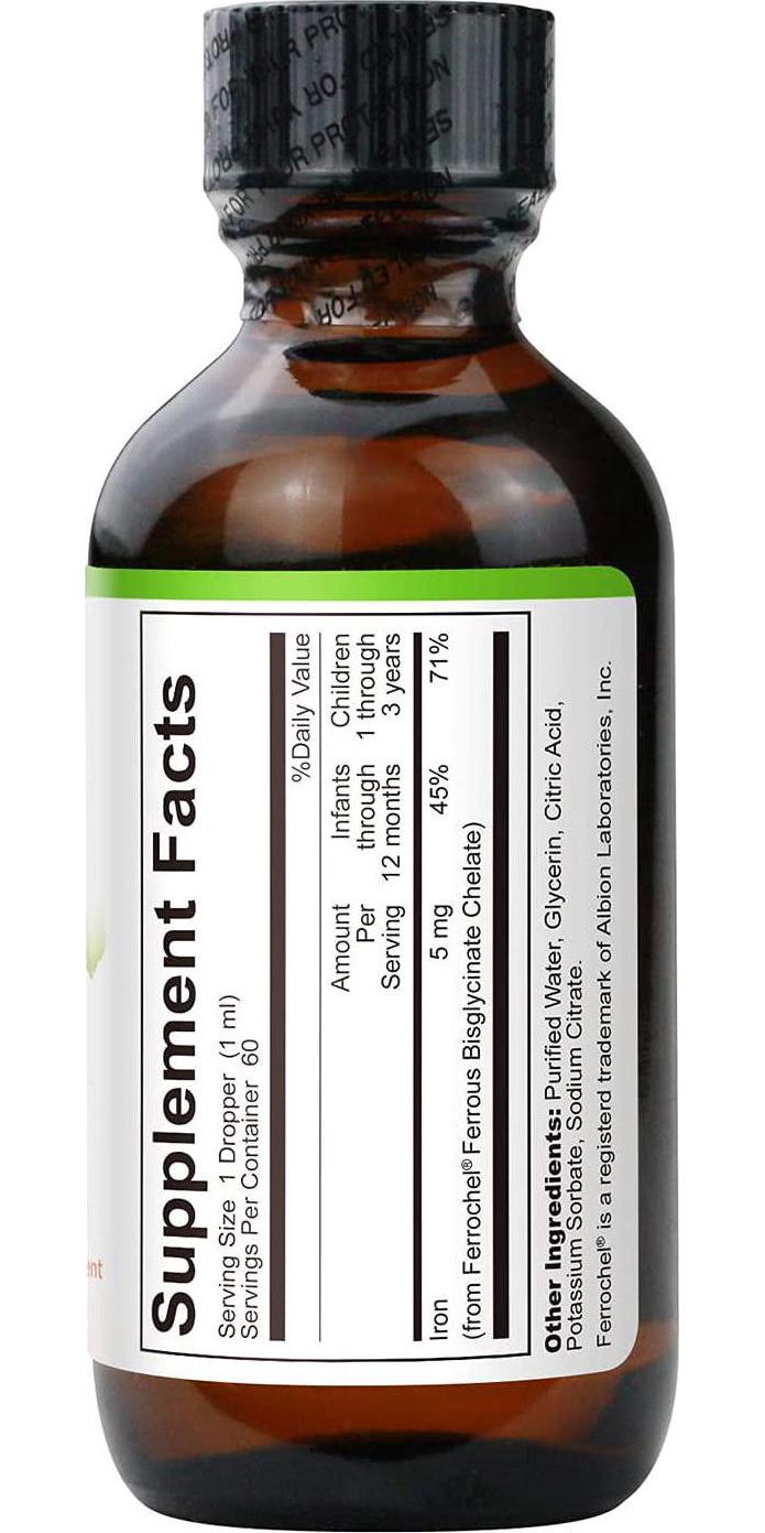 Nature's Nutra Easy Iron, 2 Fl. Oz (60ml), Premium Baby and Infant Liquid Drops, Toddlers Kids Children Multivitamin Supplement, Ferrochel, Anemia, Hemoglobin