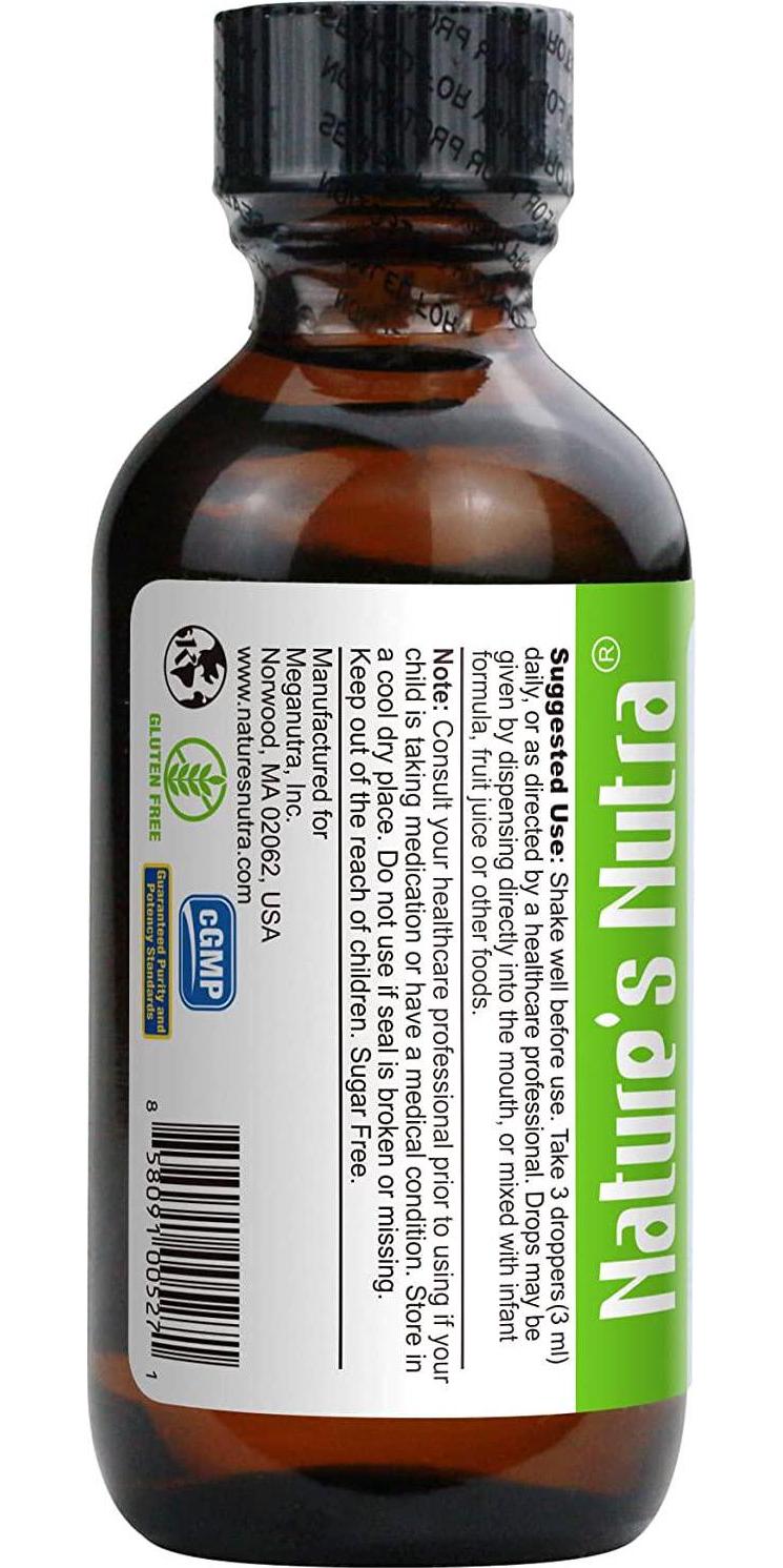 Nature's Nutra Strong Calcium + K2, 2 Fl. Oz (60ml), Premium Baby and Infant Liquid Drops, Toddlers Kids Children Multivitamin Supplement, High Absorption, Healthy Bone and Teeth