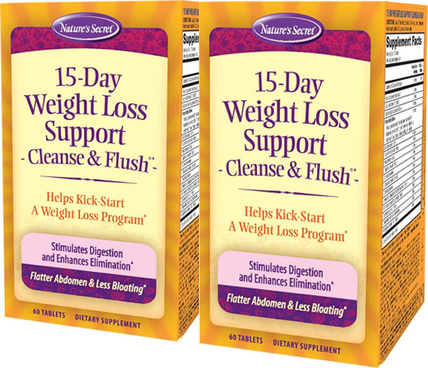 Nature's Secret 15-Day Weight Loss Support and Natural Energy Boost - Cleanse and Flush Stimulates Digestion, Enhances Toxin Elimination and Reduced Bloating with Healing Herbs - 60 Tablets (Pack of 2)