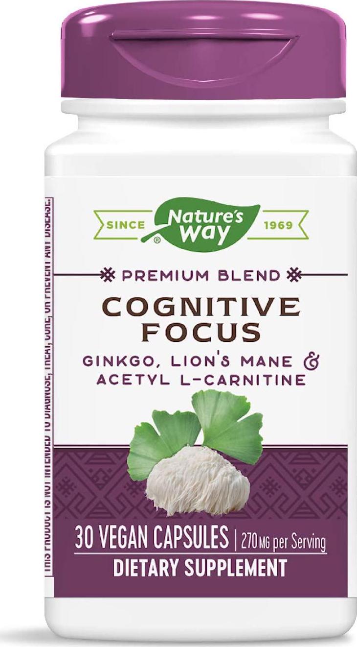 Nature's Way Cognitive Focus, with Gingko, Lion's Mane and Acetyl L-Carnitine, 270 mg per Serving, 30 Capsules