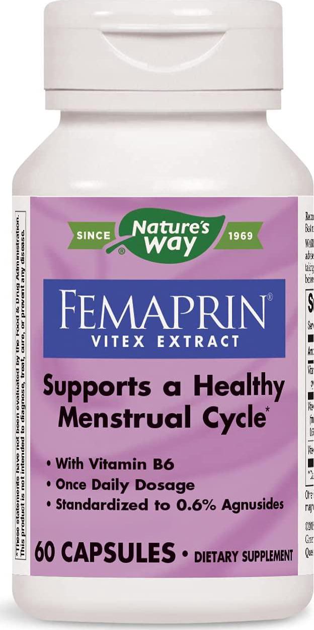 Nature's Way Femaprin Vitex Supports Healthy Menstrual Cycle, Once Daily, 60 Count