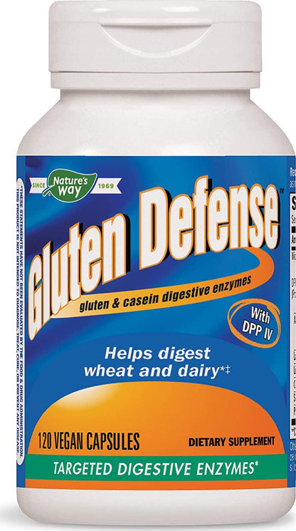 Nature's Way Gluten Defense, Gluten and Casein Targeted Digestive Enyzmes, 120 VCaps (Packaging May Vary)