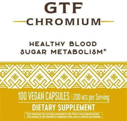 Nature's Way Gtf Chromium 200 Mcg, 100 Cap (Pack Of 3)