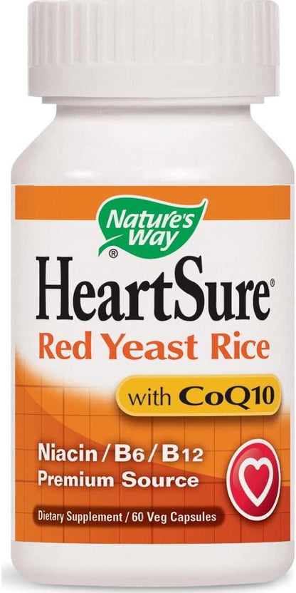 Nature's Way HeartSure Red Yeast Rice with CoQ10 + Niacin + B6 + B12 Premium Source, 60 Vcaps