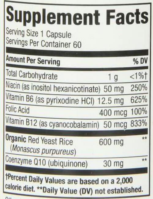 Nature's Way HeartSure Red Yeast Rice with CoQ10 + Niacin + B6 + B12 Premium Source, 60 Vcaps