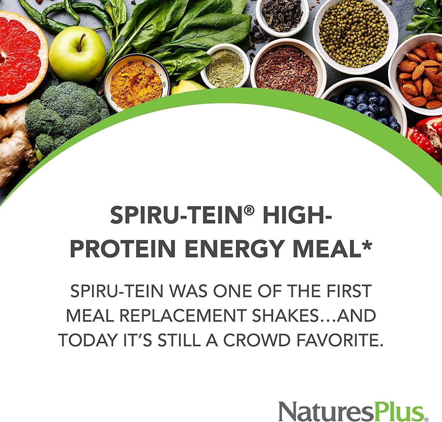 NaturesPlus SPIRU-TEIN, Vanilla - 5 lb, Pack of 2 - Plant-Based Protein Shake - Non-GMO, Vegetarian, Gluten Free - 134 Total Servings