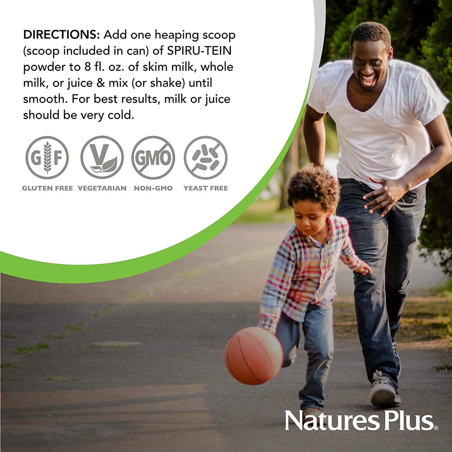 NaturesPlus SPIRU-TEIN, Vanilla - 5 lb, Pack of 2 - Plant-Based Protein Shake - Non-GMO, Vegetarian, Gluten Free - 134 Total Servings