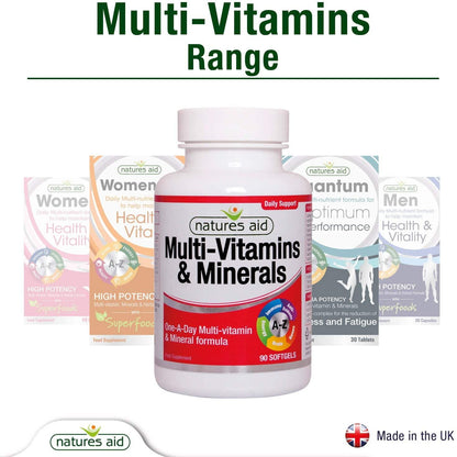 Natures Aid Multi-Vitamins and Minerals with Iron (One-a-Day Multi-Vitamin Formula, for Energy, Immune, Brain and Bone Health, Made in the UK)