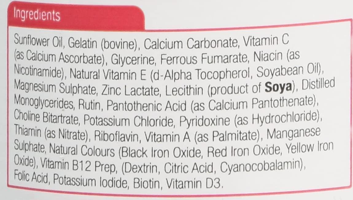 Natures Aid Multi-Vitamins and Minerals with Iron (One-a-Day Multi-Vitamin Formula, for Energy, Immune, Brain and Bone Health, Made in the UK)