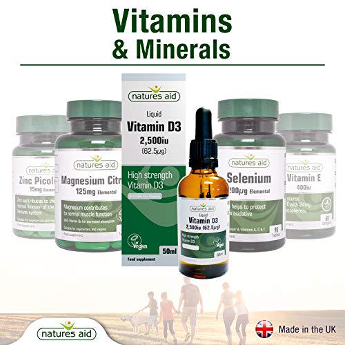 Natures Aid Vegan Vitamin D3/Cholecalciferol Liquid, 2500iu, Dropper Included, 50 ml