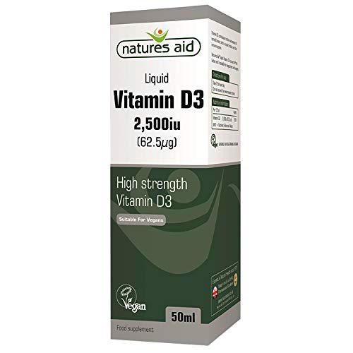 Natures Aid Vegan Vitamin D3/Cholecalciferol Liquid, 2500iu, Dropper Included, 50 ml
