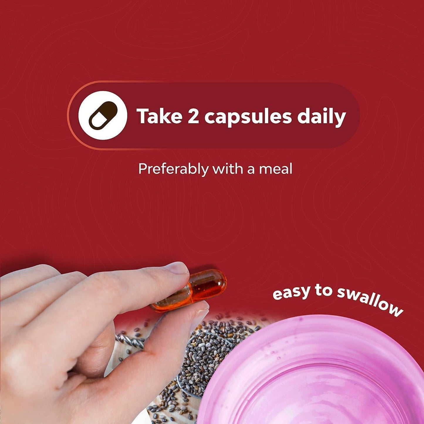 Natures Craft Chia Seed Oil Supplement for Weight Loss and Energy Natural Superfood Protein Metabolism Booster for Men and Women - Tryptophan Antioxidant Vitamins Omega 3 Fatty Acids