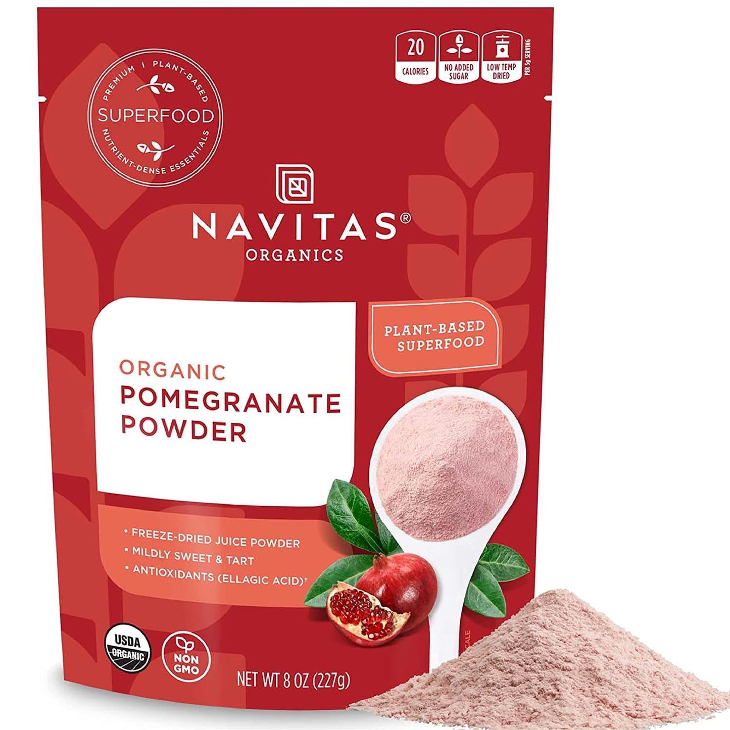 Navitas Organics Pomegranate Powder, 8oz. Bag, 45 Servings Organic, Non-GMO, Freeze-Dried, Gluten-Free