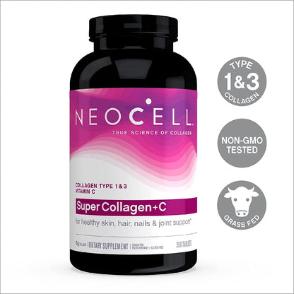 NeoCell Super Collagen + C 6, 000mg Collagen Types 1 and 3 Plus Vitamin C - 360 Tablets (Packaging May Vary)