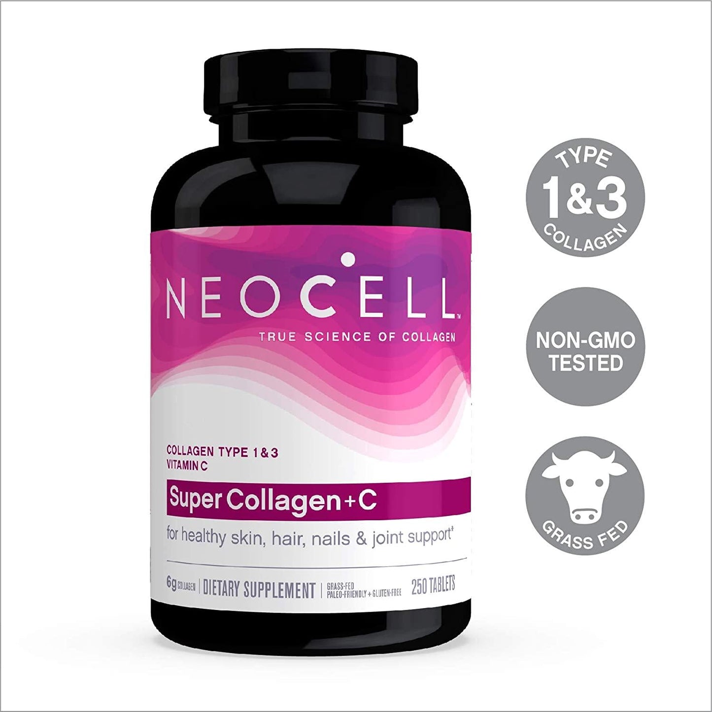 NeoCell Super Collagen + C 6, 000mg Collagen Types 1 and 3 Plus Vitamin C - 360 Tablets (Packaging May Vary)