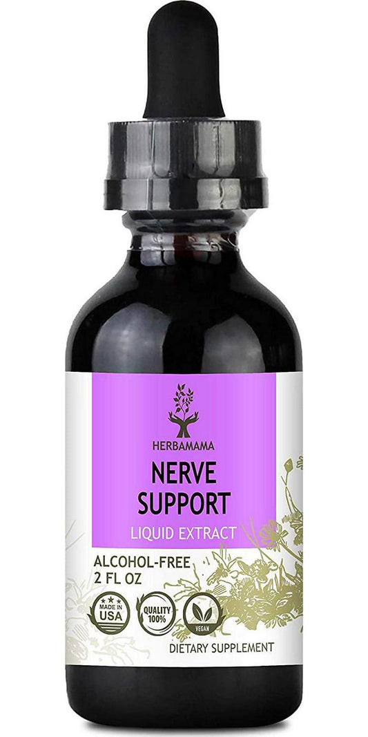 Nerve Support Liquid Extract 2 fl oz | Promotes Healthy Nervous System | Brain Booster for Enhanced Mental Focus, Memory, Clarity | Anxiety and Stress Relief | Sleep Aid