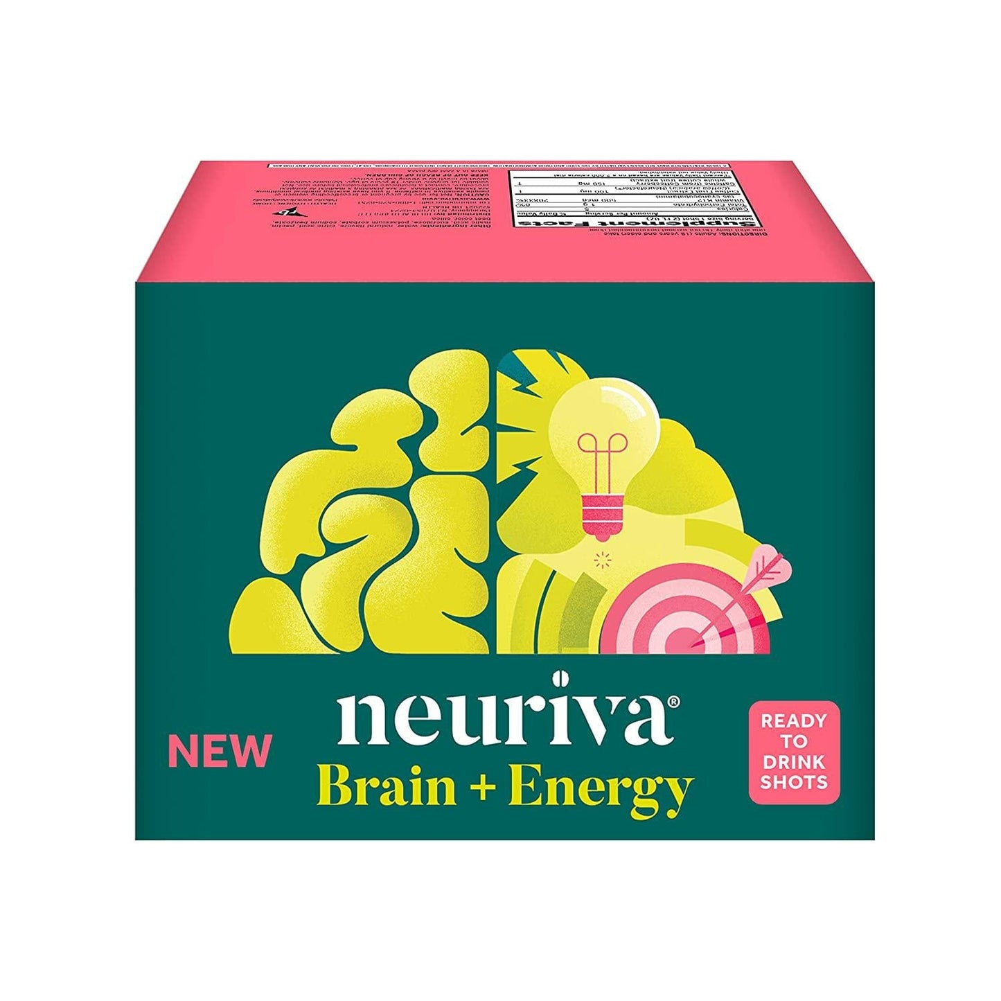 Neuriva Brain + Energy Shots, Nootropic Brain Supplement for Focus and Concentration with Neurofactor, Vitamin B12 and 150mg Caffeine for an Energy Boost - (36 count), Strawberry Lemonade