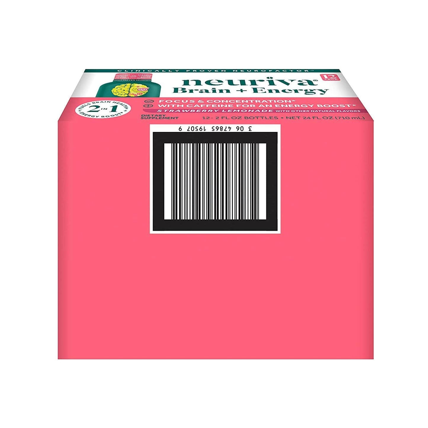 Neuriva Brain + Energy Shots, Nootropic Brain Supplement for Focus and Concentration with Neurofactor, Vitamin B12 and 150mg Caffeine for an Energy Boost - (36 count), Strawberry Lemonade