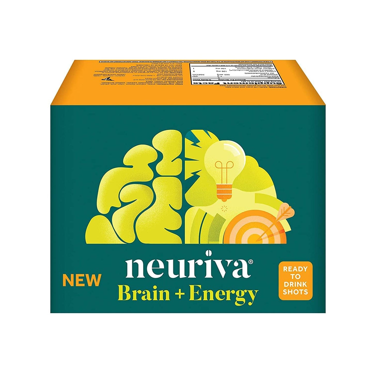 Neuriva Brain + Energy Shots, Nootropic Brain Supplement for Focus and Concentration with Neurofactor, Vitamin B12 and 150mg Caffeine for an Energy Boost - (12 Count), Tropical Flavor