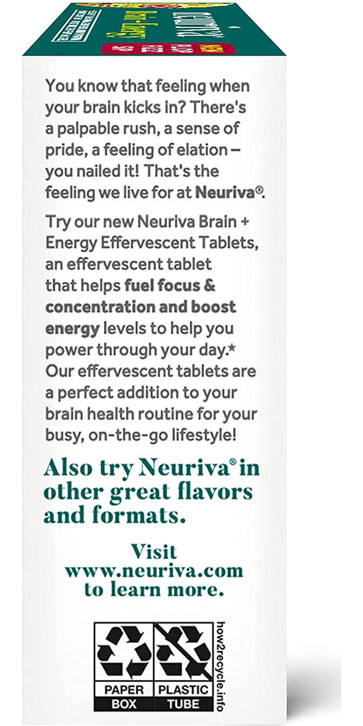Neuriva Brain + Energy Effervescent Tablets, Nootropic Brain Supplement for Focus and Concentration with Neurofactor, Vitamin B12 and Caffeine for an Energy Boost*, (30ct Box), Cherry Lemonade