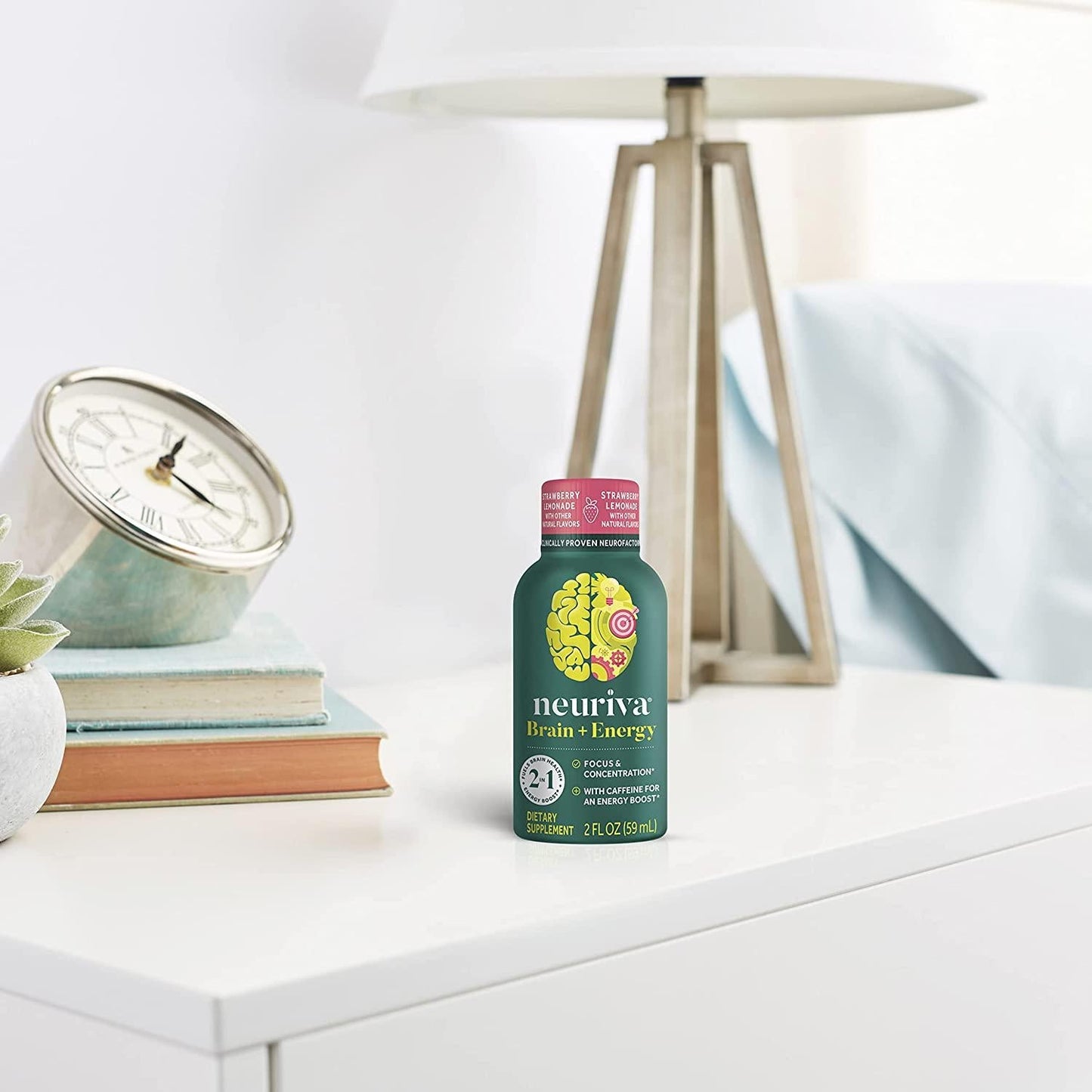 Neuriva Brain + Energy Shots, Nootropic Brain Supplement for Focus and Concentration with Neurofactor, Vitamin B12 and 150mg Caffeine for an Energy Boost - (36 count), Strawberry Lemonade