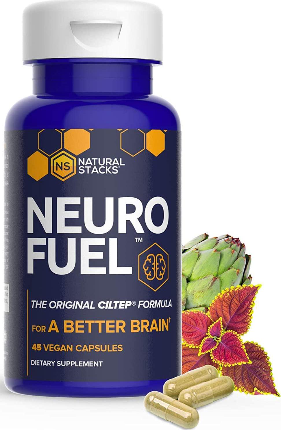 NeuroFuel Brain Supplement and Focus Supplement - Improved Focus, Memory and Motivation - CILTEP Nootropics Brain Support Supplement Focus Pills and Energy Supplement (45ct) by Natural Stacks