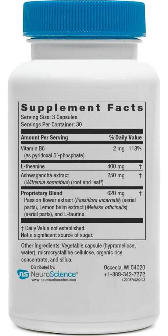 NeuroScience Alpha GABA - Non-Drowsy Supplement with L-Theanine, Ashwagandha + Vitamin B6 to Promote Stress Relief and Relaxation - Support Calm During The Day (90 Capsules)