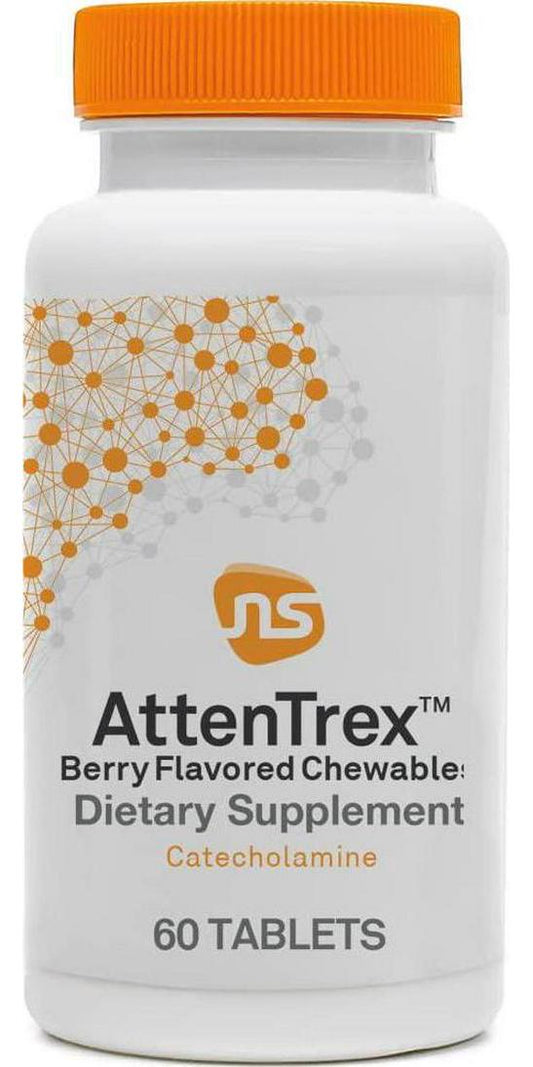 NeuroScience AttenTrex L-Tyrosine Chewables for Adults, Kids + Teens (60 Berry Flavored Chewable Tablets)