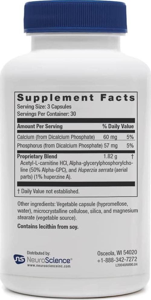 NeuroScience Avipaxin - Memory Support Supplement with Acetyl L-Carnitine, Huperzine A + Alpha-GPC for Cognition + Focus - Immune + Acetylcholine-Focused Blend to Support Brain Health (90 Capsules)