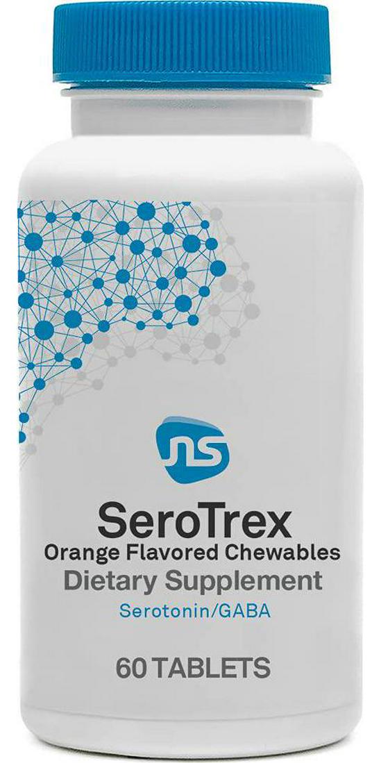NeuroScience SeroTrex - L-Theanine + 5-HTP Chewable Mood Supplement - Calm Supplement for Kids, Adult + Teens - Support Stress Management - Orange Flavored Chewables (60 Tablets)