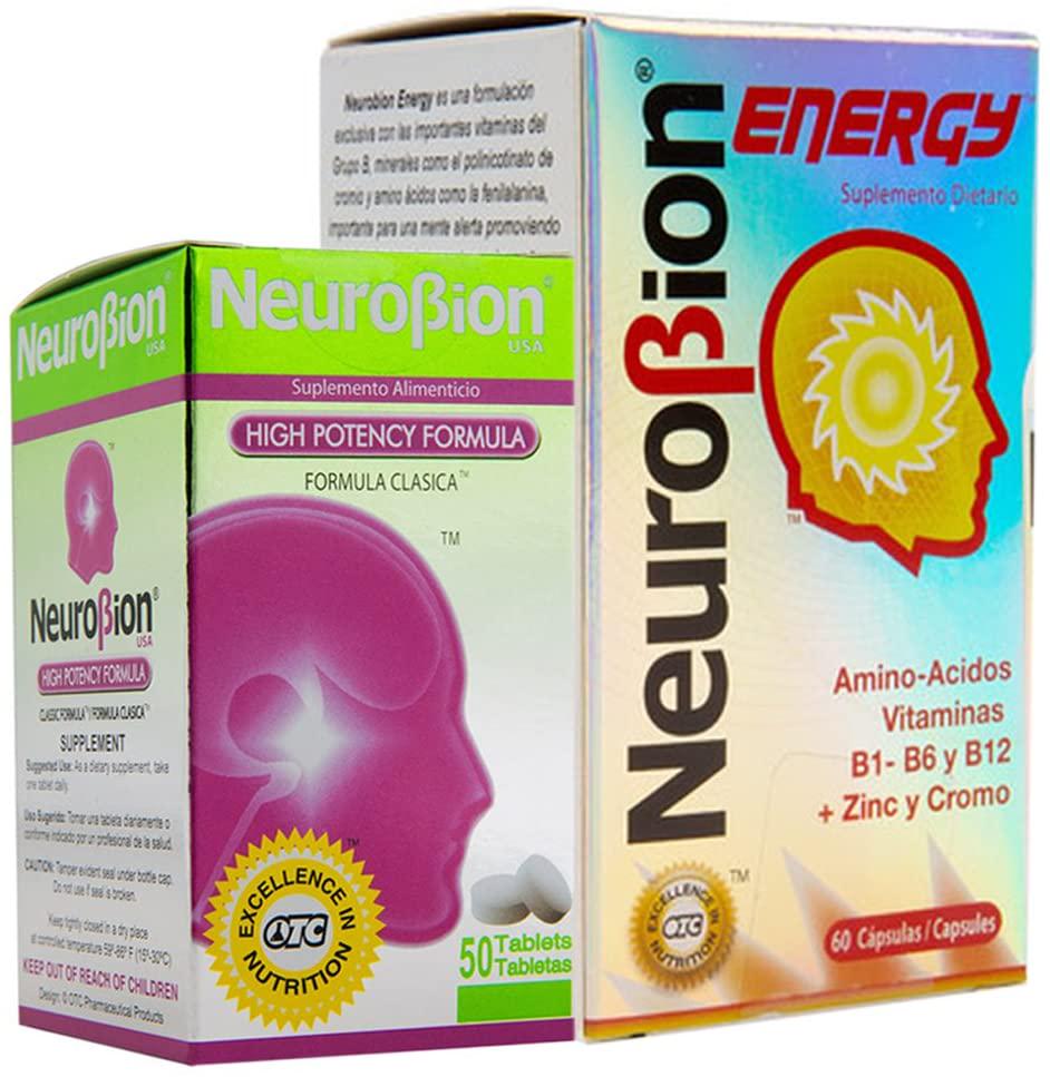 Neurobion energy + Neurobion high potency dietary supplement special blend of amino acids, vitamins b1- b6- and b12 + zinc