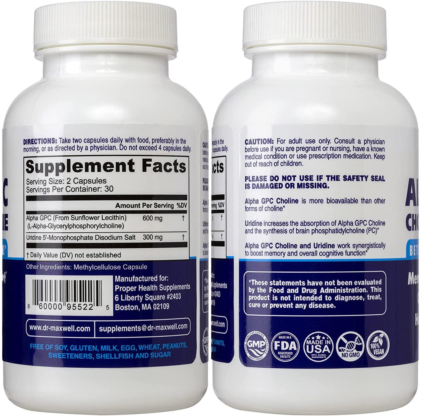 New Alpha GPC Choline Supplement with Uridine, a Choline Enhancer. Best Choline Form, Better Than Alpha GPC or Uridine Аlone. Soy Free, No Fillers Stearates. USA Made, 60 Pills, Money Back Guarantee