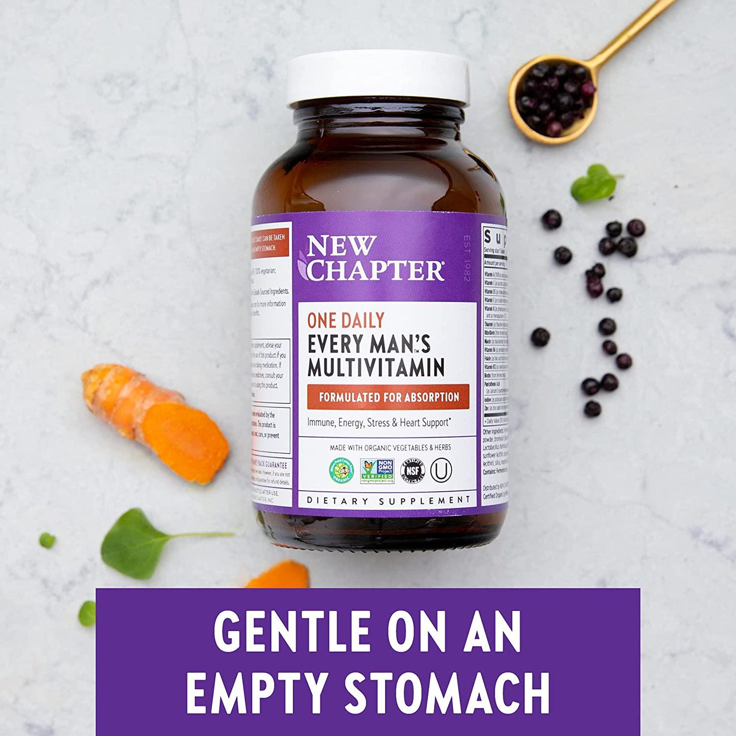 New Chapter Men's Multivitamin, Every Man's One Daily Fermented with Probiotics + Selenium + B Vitamins + Vitamin D3 + Organic Non-GMO Ingredients - 96 ct (Packaging May Vary)