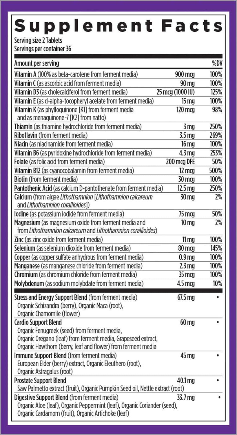 New Chapter Men's Multivitamin, Every Man, Fermented with Probiotics + Selenium + B Vitamins + Vitamin D3 + Organic Non-GMO Ingredients - 72 ct