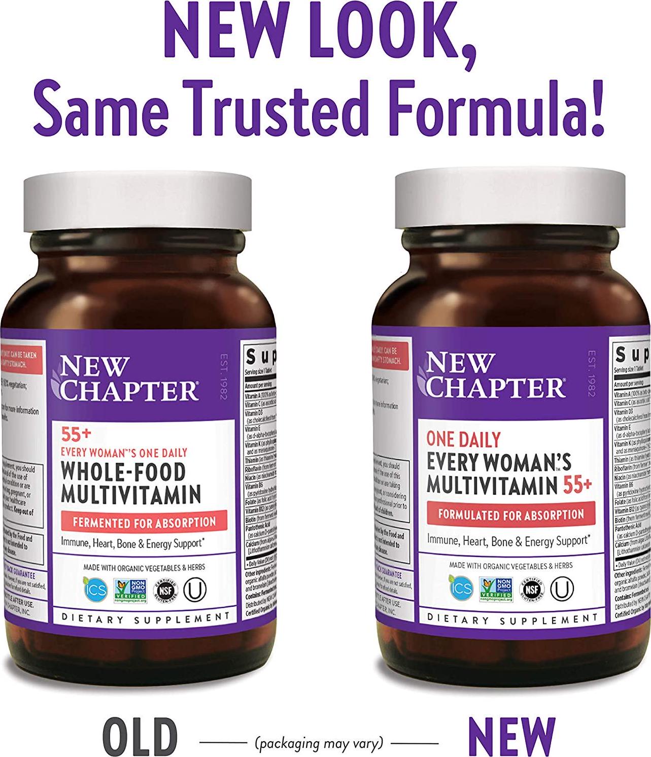 New Chapter Multivitamin for Women 50 plus - Every Woman's One Daily 55+ with Fermented Probiotics + Whole Foods + Astaxanthin + Vitamin D3 + B Vitamins + Organic Non-GMO Ingredients - 96 ct