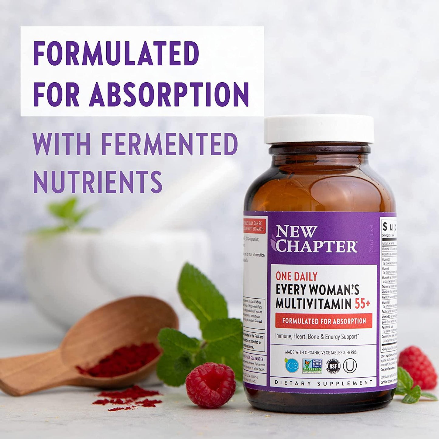 New Chapter Multivitamin for Women 50 plus - Every Woman's One Daily 55+ with Fermented Probiotics + Whole Foods + Astaxanthin + Vitamin D3 + B Vitamins + Organic Non-GMO Ingredients - 96 ct