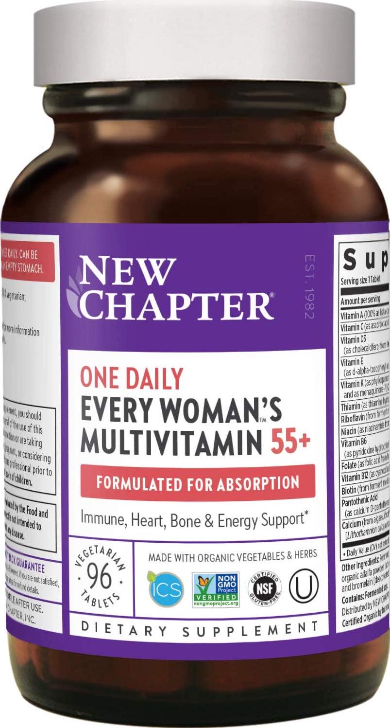 New Chapter Multivitamin for Women 50 plus - Every Woman's One Daily 55+ with Fermented Probiotics + Whole Foods + Astaxanthin + Vitamin D3 + B Vitamins + Organic Non-GMO Ingredients - 96 ct