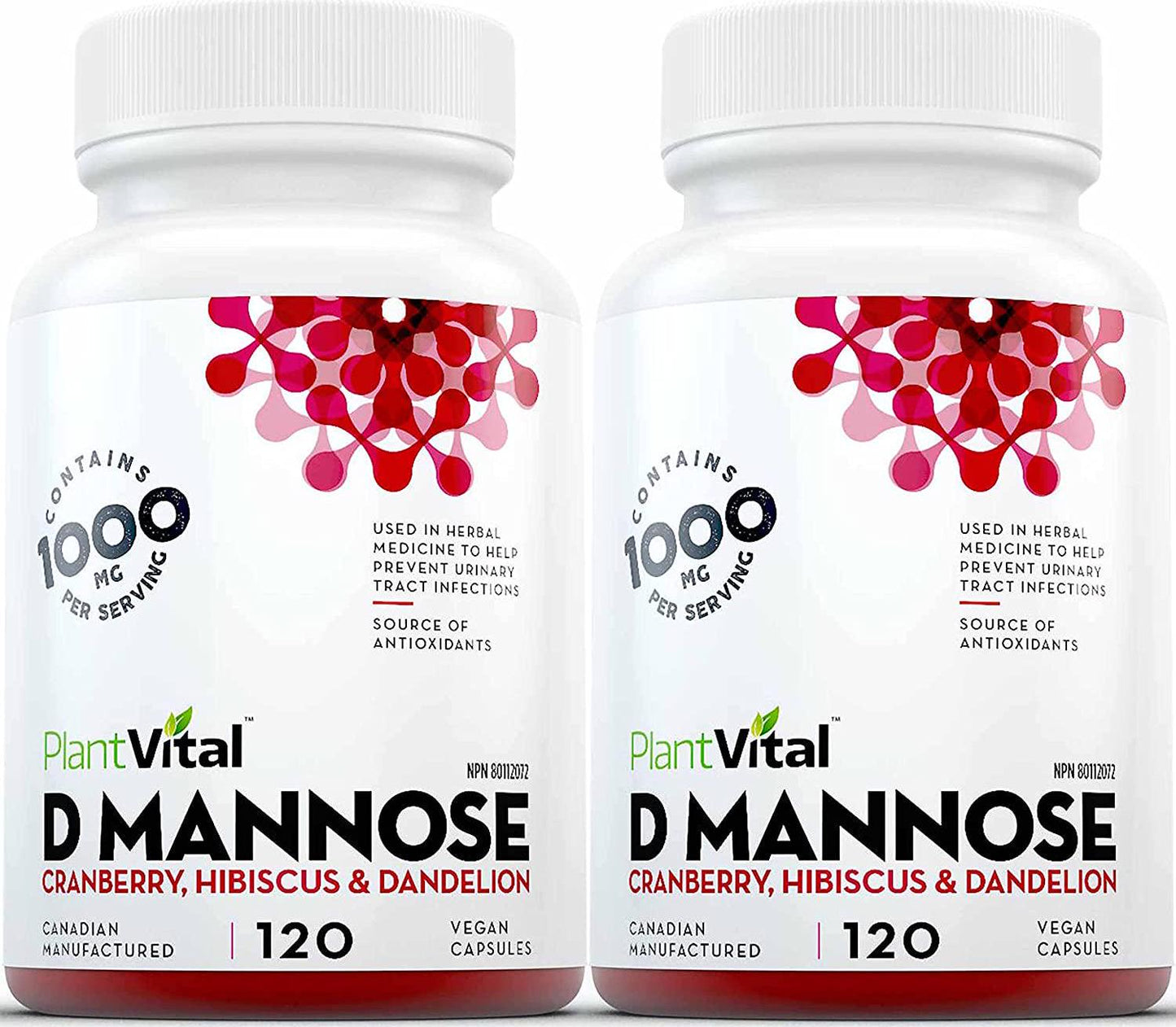New! D-Mannose 1000mg w Cranberry [HIGH Potency] Urinary Tract Treatment, Bladder Control, Kidney Cleanse and UTI Support. 100% Natural Detox. Plus Hibiscus and Dandelion.