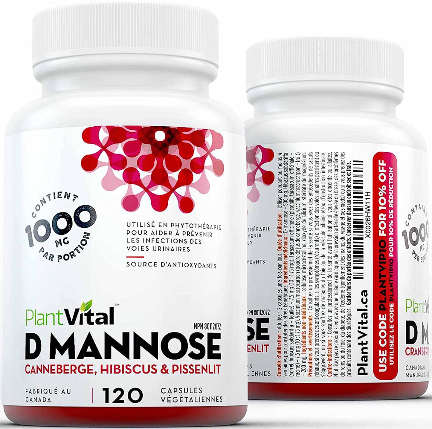 New! D-Mannose 1000mg w Cranberry [HIGH Potency] Urinary Tract Treatment, Bladder Control, Kidney Cleanse and UTI Support. 100% Natural Detox. Plus Hibiscus and Dandelion.
