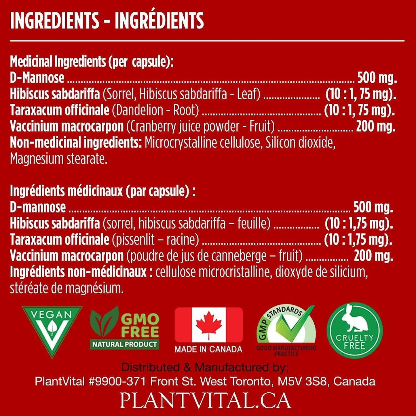 New! D-Mannose 1000mg w Cranberry [HIGH Potency] Urinary Tract Treatment, Bladder Control, Kidney Cleanse and UTI Support. 100% Natural Detox. Plus Hibiscus and Dandelion.