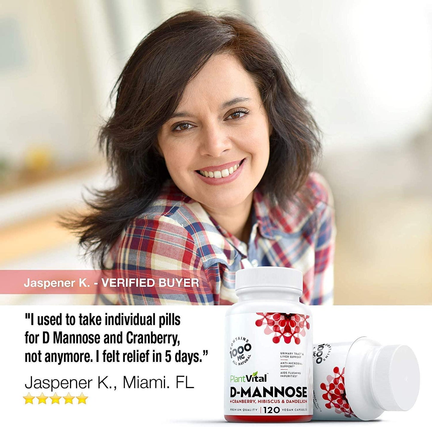 New! D-Mannose 1000mg w Cranberry [HIGH Potency] Urinary Tract Treatment, Bladder Control, Kidney Cleanse and UTI Support. 100% Natural Detox. Plus Hibiscus and Dandelion. 2 Months Supply