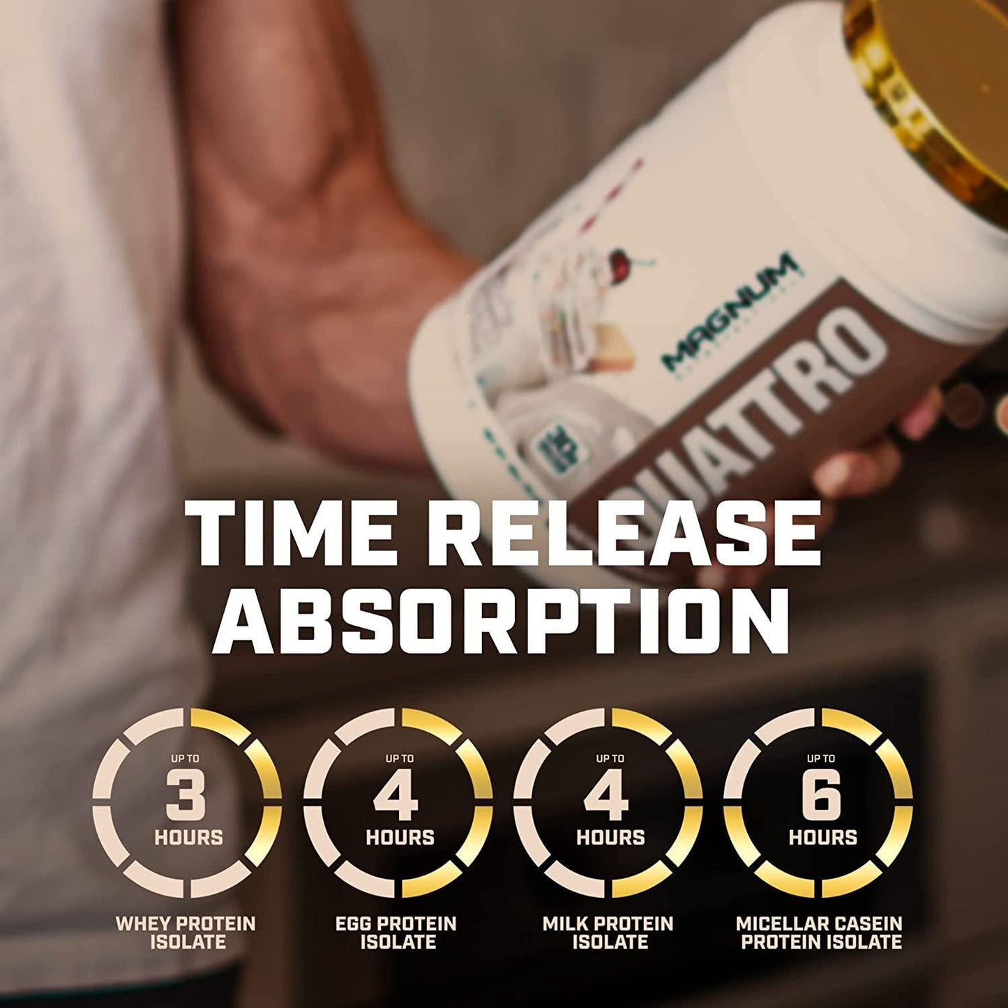 New Magnum Nutraceuticals Quattro Vanilla 2lb Shake Series with Hard Muscle Builder HMB Capsules