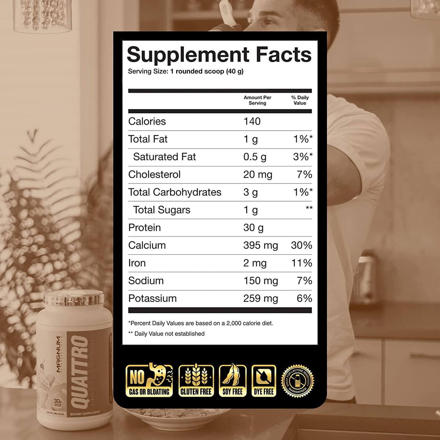 New Magnum Nutraceuticals Quattro Chocolate 2lb Shake Series with Hard Muscle Builder HMB Capsules